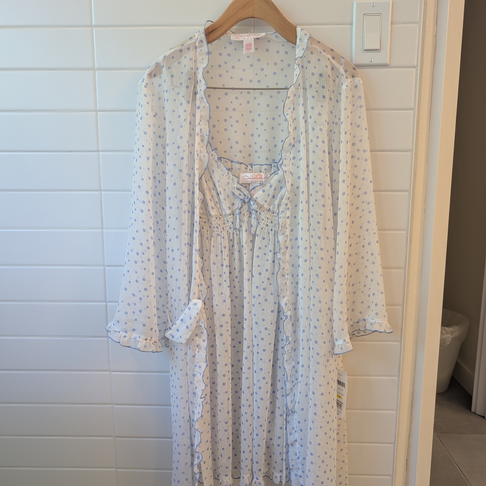 NWT Polka Dot Sheer Sleepwear Set - Blue